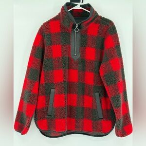 Abercrombie‎ & Fitch Quarter Zip Teddy Bear Fleece Buffalo Check M